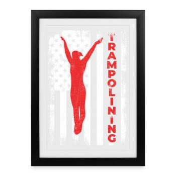 Drapeau des États-Unis Trampoline patriotique - Affiche encadrée (27 × 37 cm) - noir - Devant