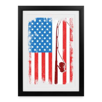 4 juillet Pêche - Affiche encadrée (27 × 37 cm) - noir - Devant