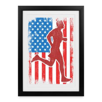 4 juillet USA Running - Affiche encadrée (27 × 37 cm) - noir - Devant