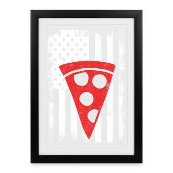 Pizza américaine - Affiche encadrée (27 × 37 cm) - noir - Devant