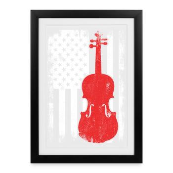 4 juillet USA violon - Affiche encadrée (27 × 37 cm) - noir - Devant
