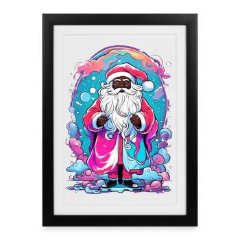 Magie de Noël colorée avec bonhomme de neige - Affiche encadrée (27 × 37 cm) - noir - Devant