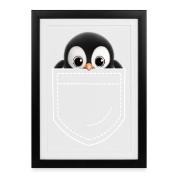 Penguin - Framed poster (27 × 37 cm) - black - Front