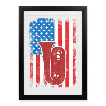 Joueur de tuba U.S. Flag - Affiche encadrée (27 × 37 cm) - noir - Devant