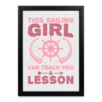 Fille de voile - Affiche encadrée (27 × 37 cm) - noir - Devant