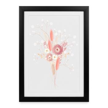 Dried flower bouquet with baby's breath illustration - Framed poster (27 × 37 cm) - black - Front