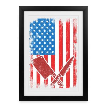 Boucher du drapeau des États-Unis - Affiche encadrée (27 × 37 cm) - noir - Devant