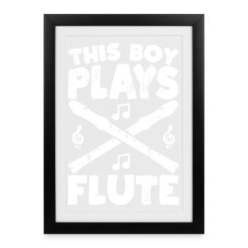 This boy plays the flute - Framed poster (27 × 37 cm) - black - Front