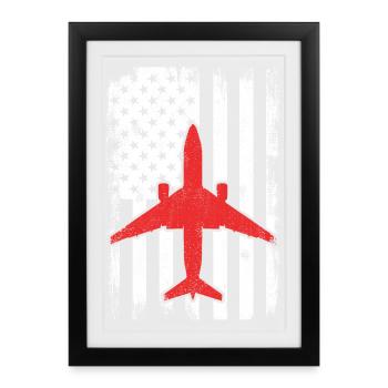 Amateur d’avions patriotiques des États-Unis - Affiche encadrée (27 × 37 cm) - noir - Devant