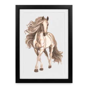 Motif cheval - Affiche encadrée (27 × 37 cm) - noir - Devant