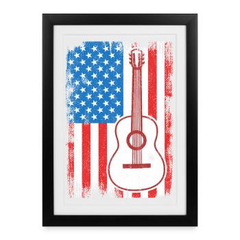 Guitariste de U.S. Flag - Affiche encadrée (27 × 37 cm) - noir - Devant