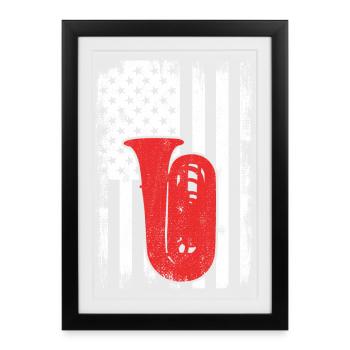 4 juillet USA Tuba - Affiche encadrée (27 × 37 cm) - noir - Devant