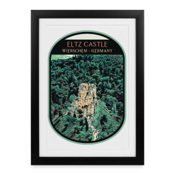 Illustration Château d'Eltz, Vallée de la Moselle - Affiche encadrée (27 × 37 cm) - noir - Devant