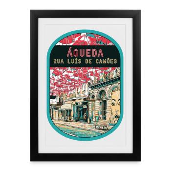 Luis de Camoes Artistic Street, Águeda - Framed poster (27 × 37 cm) - black - Front