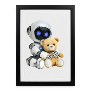Robot Teddy - Affiche encadrée (27 × 37 cm) - noir - Devant