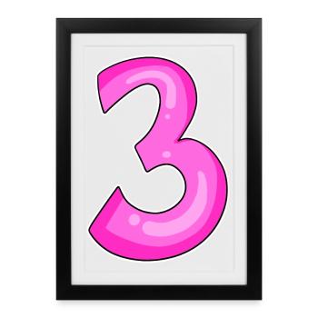 Three - 3 - Number 3 - Number 3 - Framed poster (27 × 37 cm) - black - Front