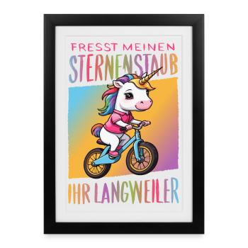 Cute unicorn on bicycle - Framed poster (27 × 37 cm) - black - Front