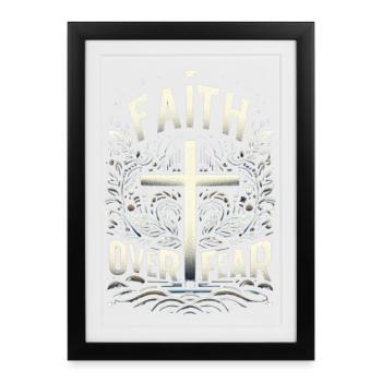 Conception de la Croix de la Foi avant la Peur - Affiche encadrée (27 × 37 cm) - noir - Devant