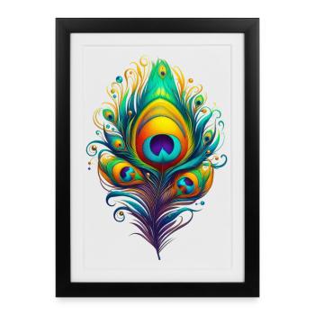 Peacock Feather Feathers Pen Pens - Framed poster (27 × 37 cm) - black - Front