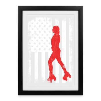 USA roller skater - Framed poster (27 × 37 cm) - black - Front