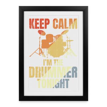 Drôle de batteur qui dit - Affiche encadrée (27 × 37 cm) - noir - Devant