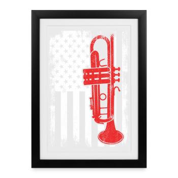 Trumpet USA Flag - Framed poster (27 × 37 cm) - black - Front