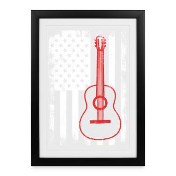 4 juillet Guitare États-Unis - Affiche encadrée (27 × 37 cm) - noir - Devant
