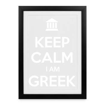 RESTEZ CALME JE SUIS GREC Grèce Griechenland - Affiche encadrée (27 × 37 cm) - noir - Devant