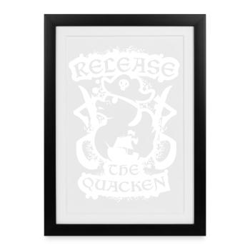 Sortie de The Quacken Funny Pirate Duck - Affiche encadrée (27 × 37 cm) - noir - Devant