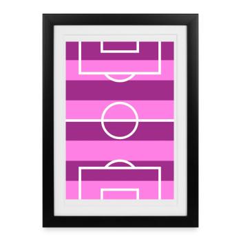 Terrain de football rose - Affiche encadrée (27 × 37 cm) - noir - Devant