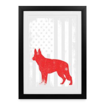 4 juillet Chien de berger des États-Unis - Affiche encadrée (27 × 37 cm) - noir - Devant