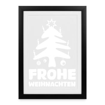Merry Christmas Christmas Tree Cartoon Symbol Logo - Framed poster (27 × 37 cm) - black - Front