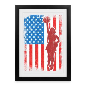 USA Patriotic Cheerleader - Framed poster (27 × 37 cm) - black - Front