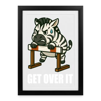 Zebra Hurdle Motivation Dire Surmonter - Affiche encadrée (27 × 37 cm) - noir - Devant