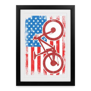 4 juillet USA VTT - Affiche encadrée (27 × 37 cm) - noir - Devant