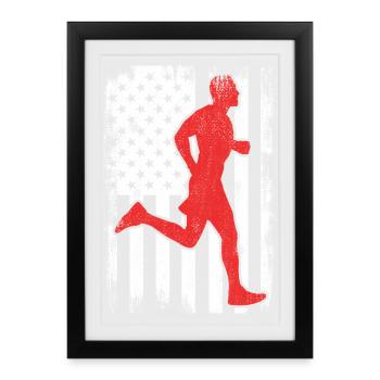 Coureur patriote américain - Affiche encadrée (27 × 37 cm) - noir - Devant