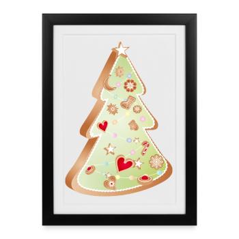 Sapin de Noël en pain d’épice – décoré avec amour - Affiche encadrée (27 × 37 cm) - noir - Devant