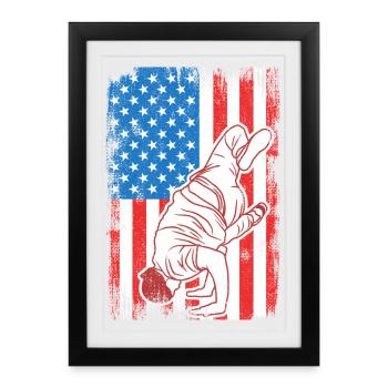 4 juillet USA Breakdance - Affiche encadrée (27 × 37 cm) - noir - Devant