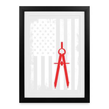 Architecture USA Flag - Framed poster (27 × 37 cm) - black - Front
