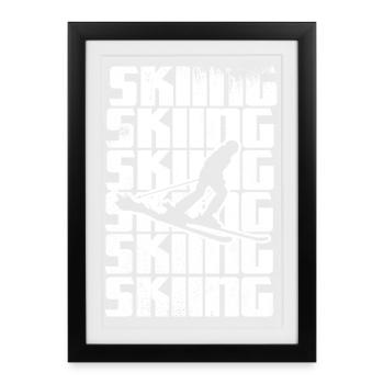 Lustiger Skifahrer - Gerahmtes Poster (27 × 37 cm) - Schwarz - Vorne