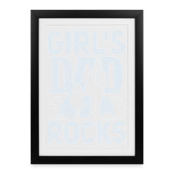 Girls Dad Rocks Silhouette Design - Framed poster (27 × 37 cm) - black - Front