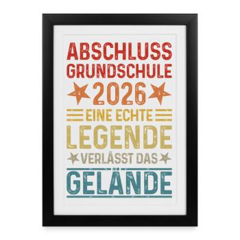 Remise des diplômes de l'école primaire 2026 - Affiche encadrée (27 × 37 cm) - noir - Devant