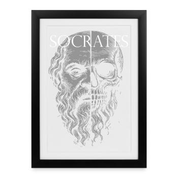 Socrate demi-crâne portrait design - Affiche encadrée (27 × 37 cm) - noir - Devant