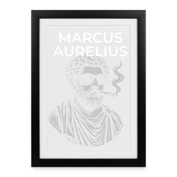 Marc-Aurèle Portrait de philosophe classique - Affiche encadrée (27 × 37 cm) - noir - Devant