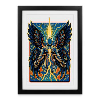 Electric Winged Eye Angel Human Illustration - Framed poster (27 × 37 cm) - black - Front