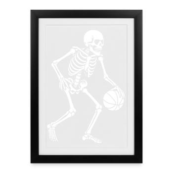Skeleton Dribbler Basketball - Gerahmtes Poster (27 × 37 cm) - Schwarz - Vorne