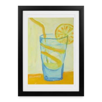 Cocktail au verre de citron - Affiche encadrée (27 × 37 cm) - noir - Devant