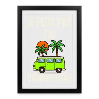 Camping Car Palm Soleil - Affiche encadrée (27 × 37 cm) - noir - Devant