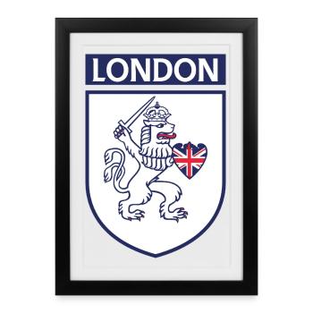 English Lion in Shield with Union Jack - Framed poster (27 × 37 cm) - black - Front