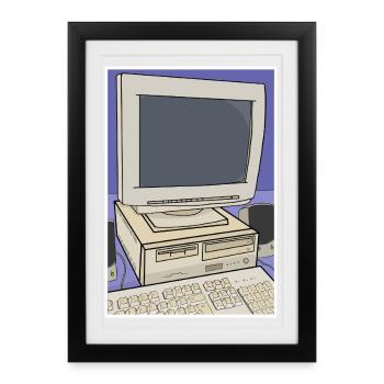 Retro Computer Desktop Setup - Framed poster (27 × 37 cm) - black - Front